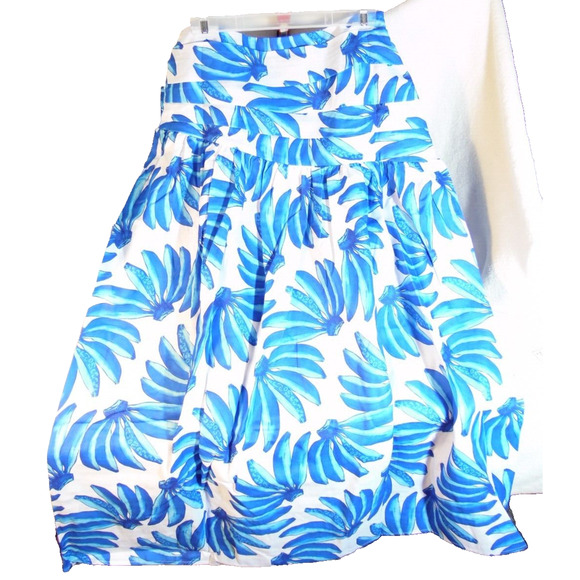 HT360 Collective Skirt XL Blue Hand Made Banana‎ Print Maxi $189 - Picture 5 of 8